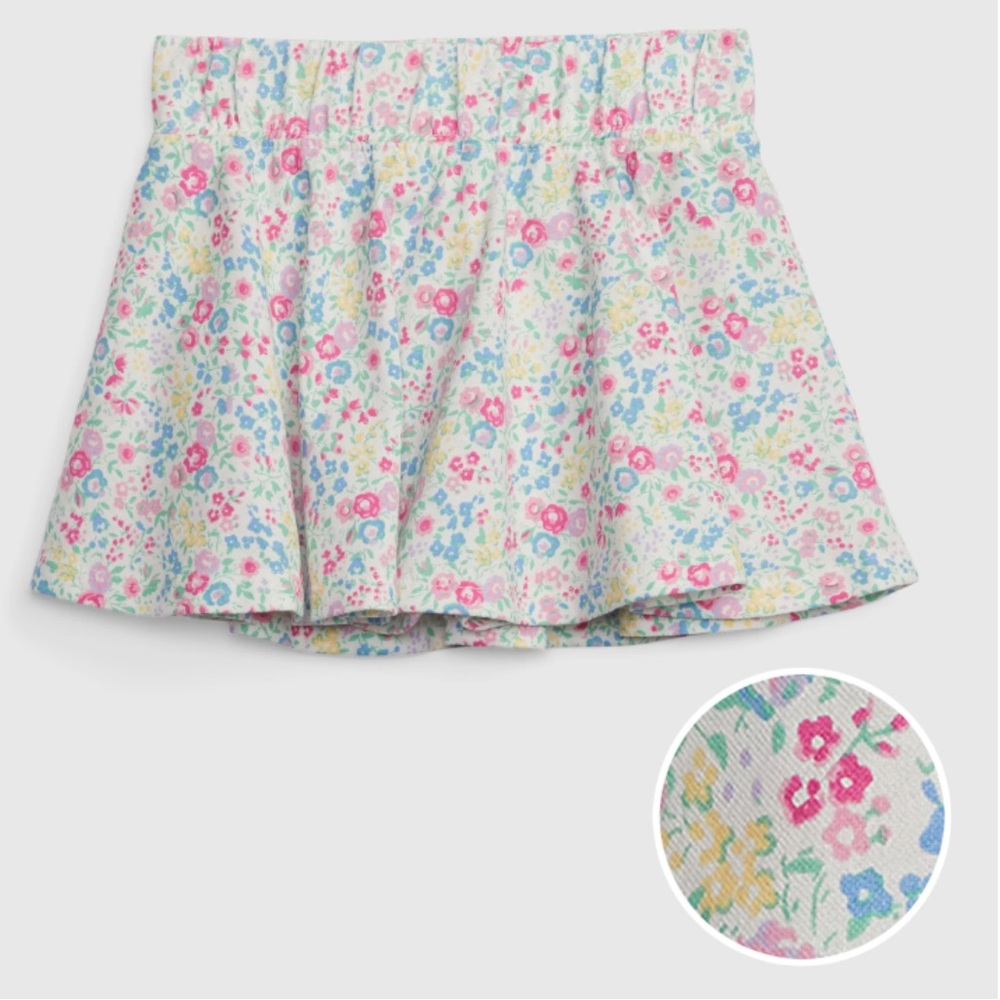 EUC Gap 100% Organic Cotton Mix and Match Skort, Spring Ditsy Floral, 12-18mo